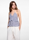 Mango Top estampado volantes - Azul celeste