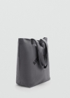 Mango Bolso tote estampado - Gris antracita