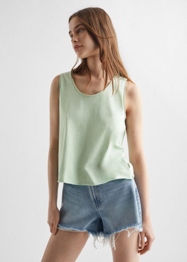 Mango Camiseta algodón tirantes - Verde