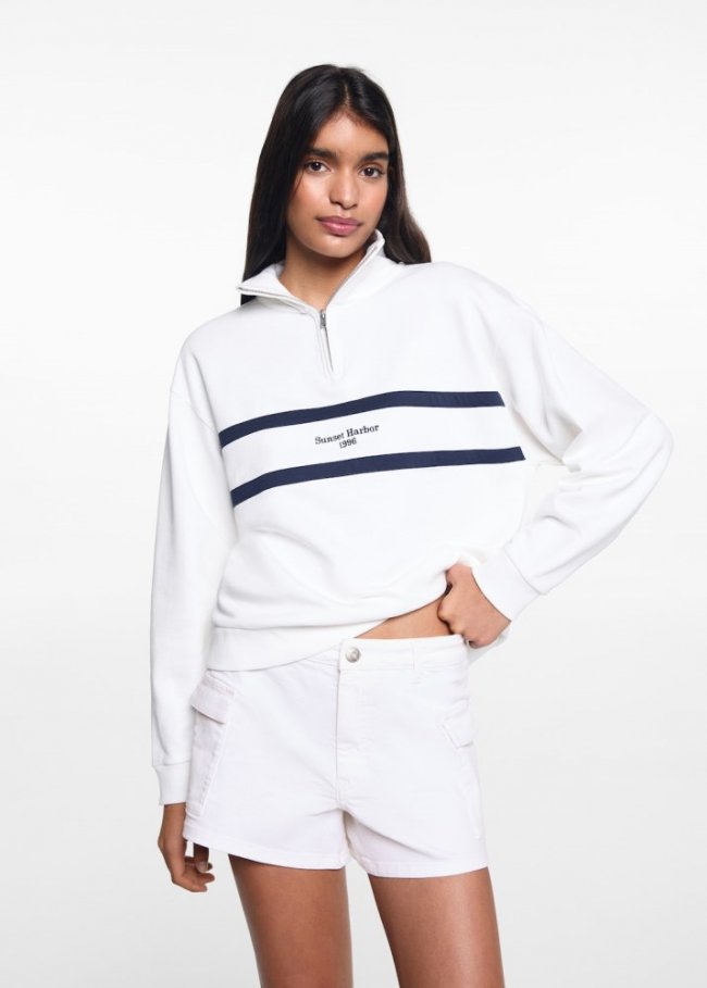 Mango Short cargo algodón - Blanco roto
