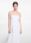 Mango Vestido fruncido volantes - Blanco roto