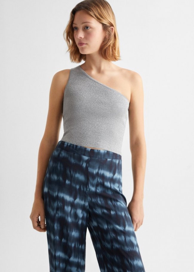 Mango Pantalón fluido estampado - Azul