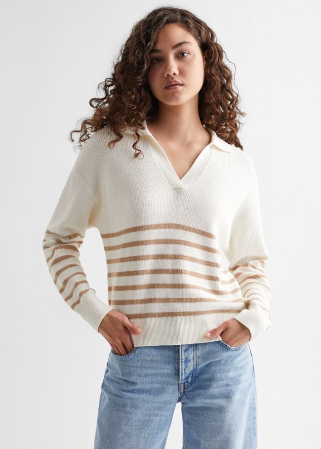 Mango Jersey cuello pico - Beige