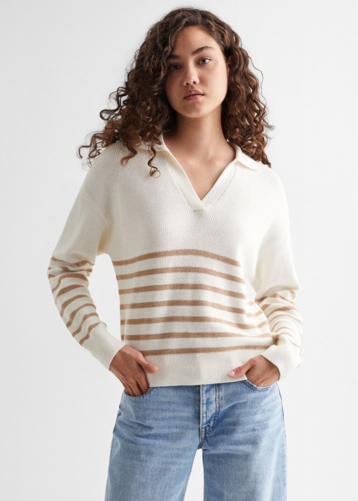 Mango Jersey cuello pico - Beige