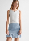 Mango Falda fruncida volante - Azul