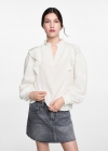 Mango Blusa volantes relieve - Blanco roto