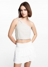 Mango Top asimétrico nudo - Gris