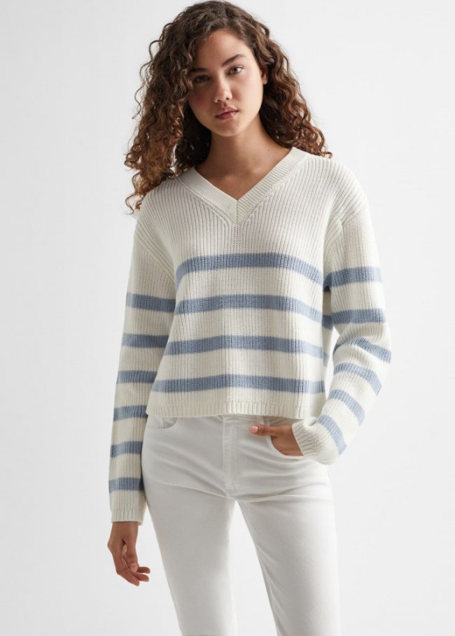 Mango Jersey punto rayas - Azul celeste