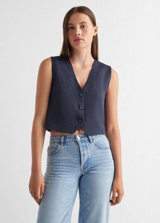 Mango Chaleco traje botones - Azul marino oscuro