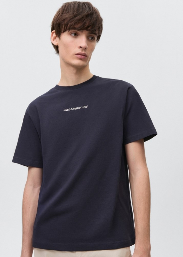 Mango Camiseta oversize mensaje - Azul marino oscuro