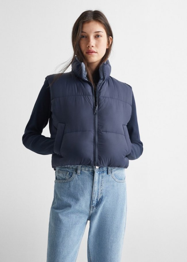 Mango Chaleco acolchado reversible - Azul celeste