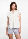 Mango Blusa algodón bambula - Blanco roto