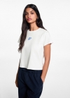 Mango Camiseta algodón detalle bordado - Blanco roto
