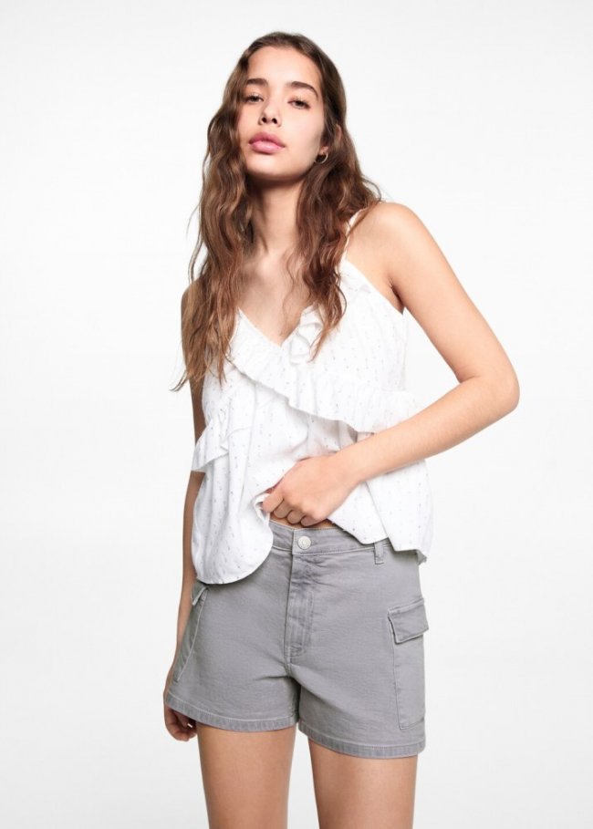 Mango Short cargo algodón - Gris