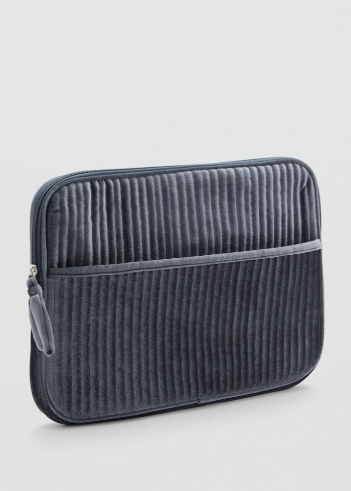Mango Funda portátil terciopelo - Azul marino oscuro