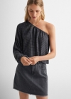 Mango Blusa cuadros asimétrica - Gris antracita