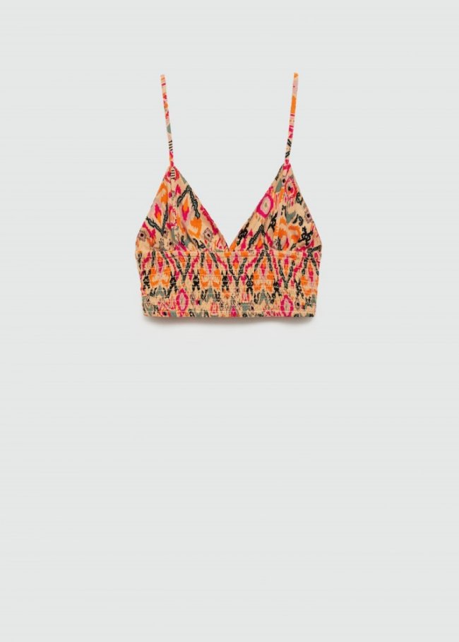 Mango Top estampado abalorios - Naranja pastel