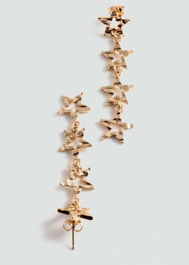 Mango Pendientes largos estrellas - Oro