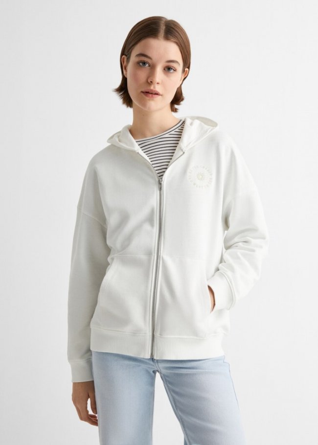 Mango Sudadera capucha mensaje - Blanco roto