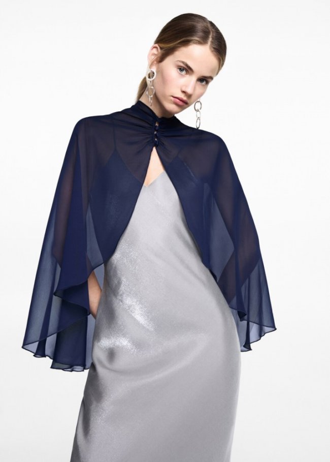 Mango Blusa capa fluida - Azul noche