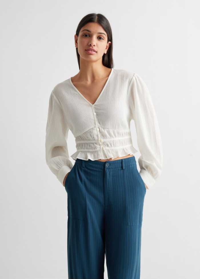 Mango Pantalón recto rayas - Azul marino oscuro
