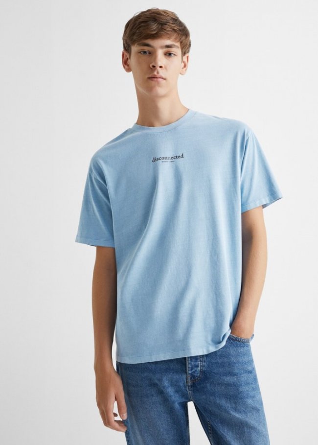 Mango Camiseta estampada algodón - Beige