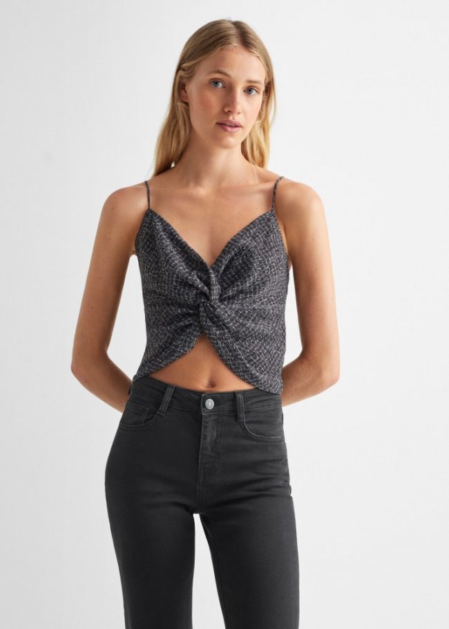 Mango Jeans flare abertura - Negro
