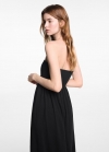 Mango Vestido midi fruncido - Negro