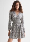 Mango Vestido fruncido estampado - Gris antracita