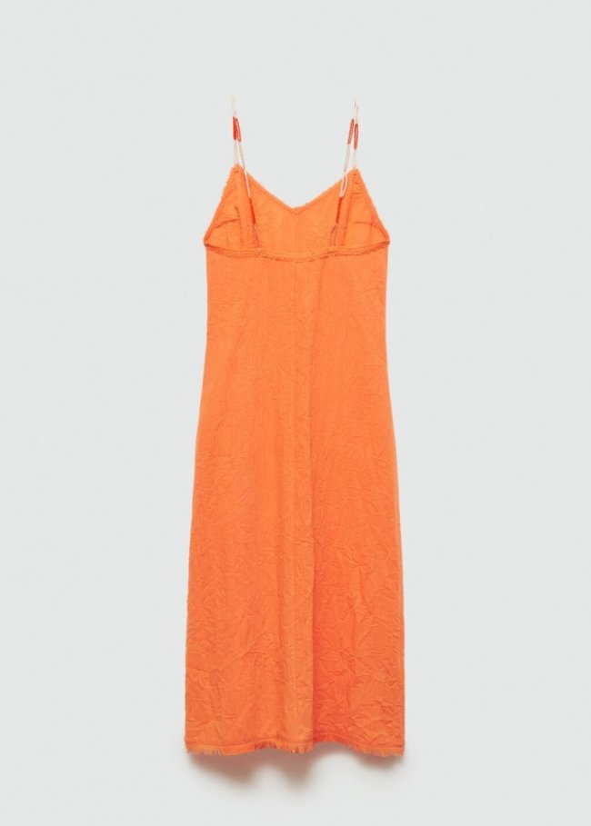 Mango Vestido tirantes abalorios - Naranja pastel