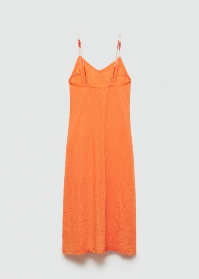 Mango Vestido tirantes abalorios - Naranja pastel