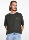 Mango Camiseta algodón detalle bordado - Khaki