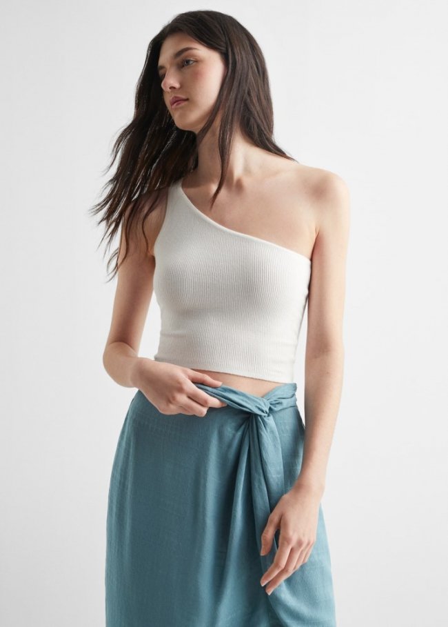 Mango Falda midi nudo - Verde pastel