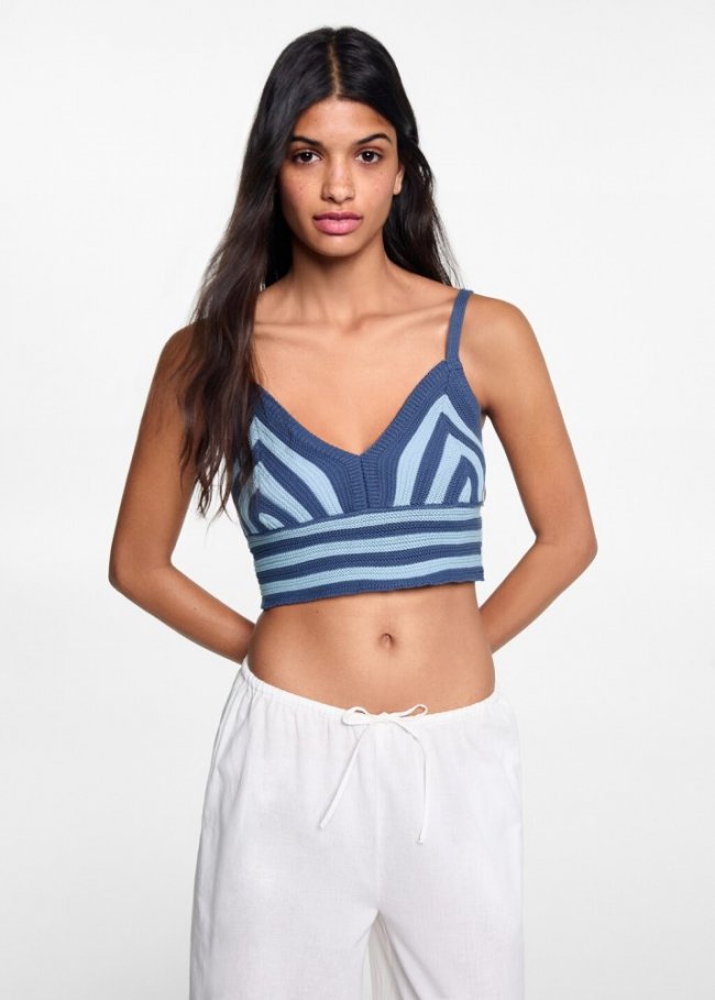 Mango Top crop crochet - Azul