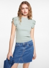 Mango Camiseta volantes manga corta - Azul
