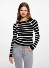 Mango Jersey rayas aberturas - Negro