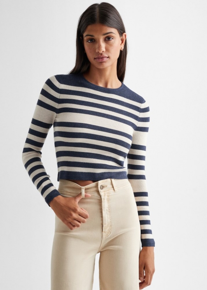 Mango Jersey punto rayas - Beige