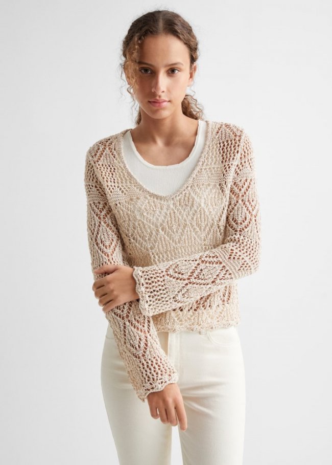 Mango Jersey punto calado - Arena
