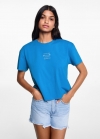 Mango Camiseta mensaje bordado - Azul eléctrico