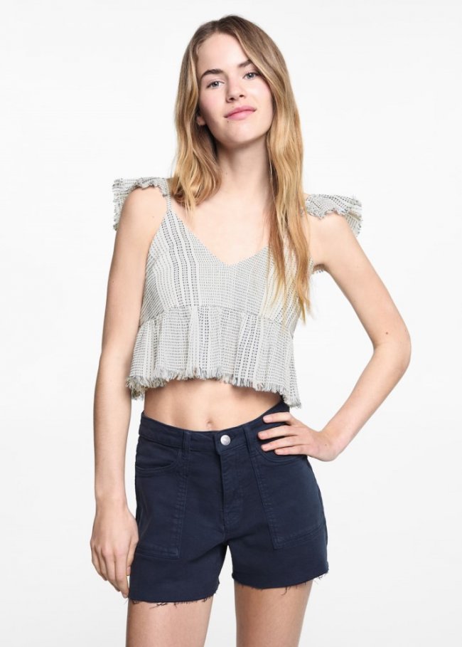 Mango Top estampado abertura espalda - Blanco roto