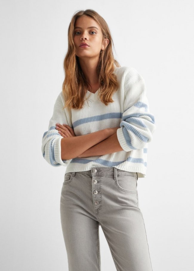 Mango Jeans flare botones - Gris