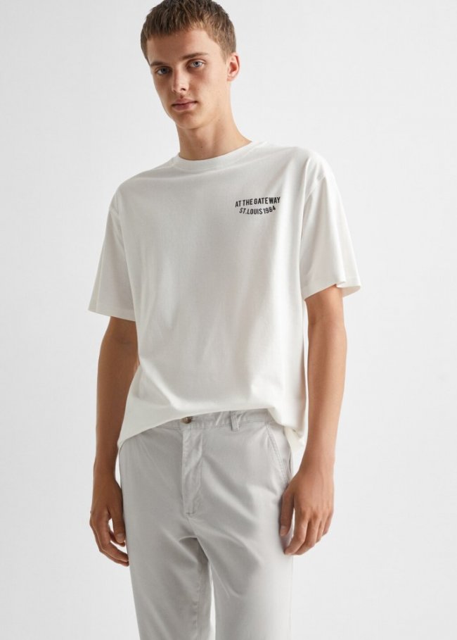 Mango Pantalón chino algodón - Gris hielo