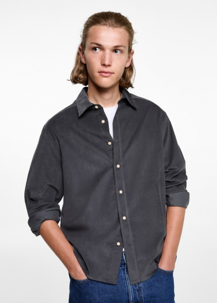 Mango Camisa pana regular fit - Gris antracita