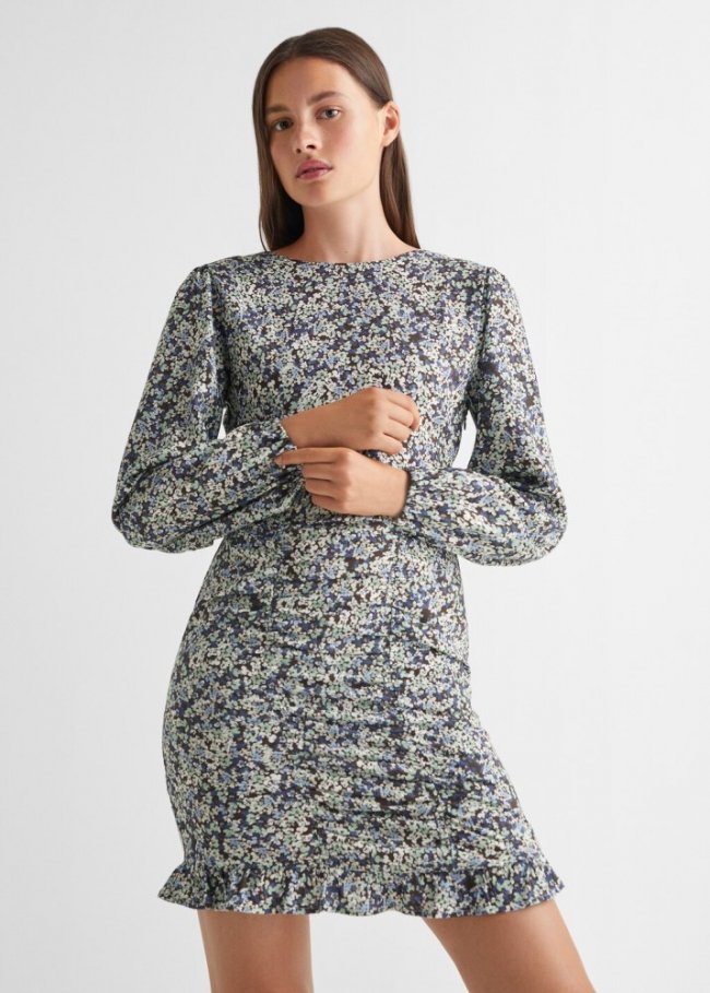 Mango Vestido estampado volantes - Azul