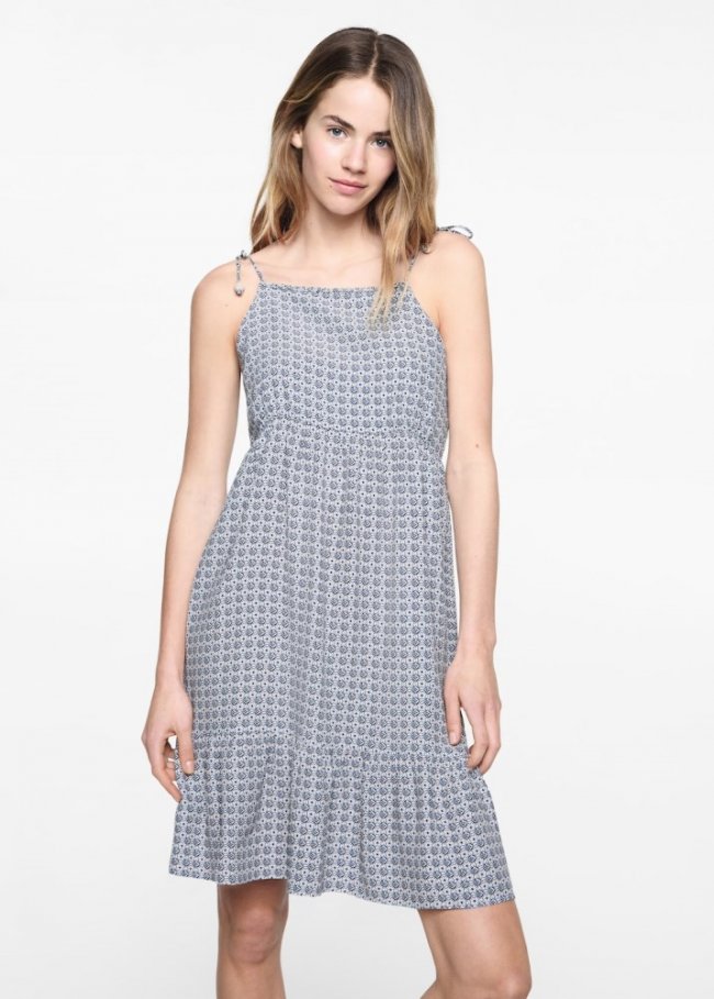 Mango Vestido estampado volantes - Blanco roto