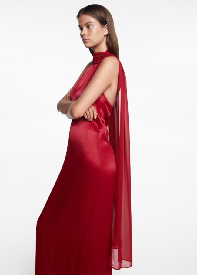 Mango Vestido capa abertura espalda - Rojo