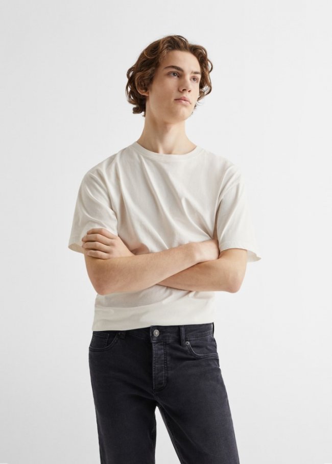 Mango Jeans slim fit botones - Denim negro