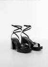 Mango Sandalias tiras tacón - Negro