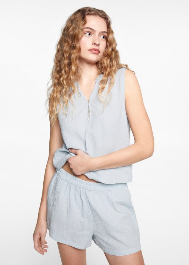 Mango Pijama corto algodón - Azul