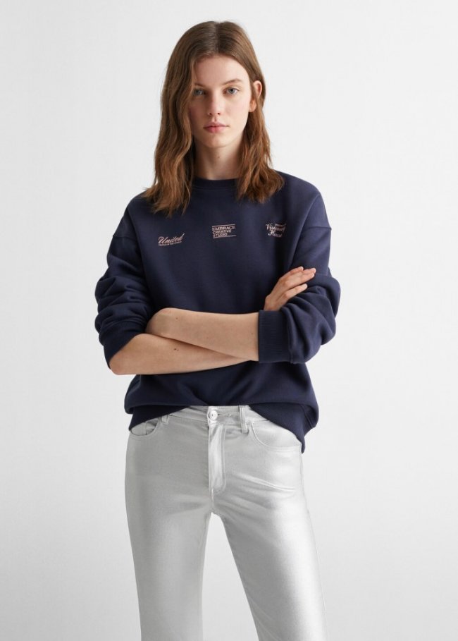 Mango Pantalón metalizado - Plata